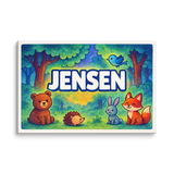 Jensen Name Art - Forest Friends personalized wall print for kids