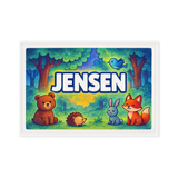 Jensen Name Art - Forest Friends personalized wall print for kids