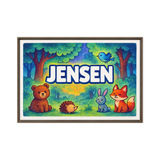 Jensen Name Art - Forest Friends personalized wall print for kids