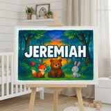 Jeremiah Name Art - Forest Friends personalized wall print for kids