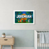 Jeremiah Name Art - Forest Friends personalized wall print for kids