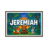 Jeremiah Name Art - Forest Friends personalized wall print for kids