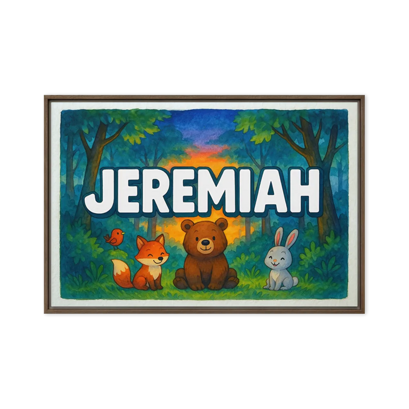 Jeremiah Name Art - Forest Friends personalized wall print for kids