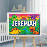 Jeremiah Name Art - Dinosaur Adventure personalized wall print for kids