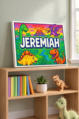 Jeremiah Name Art - Dinosaur Adventure personalized wall print for kids