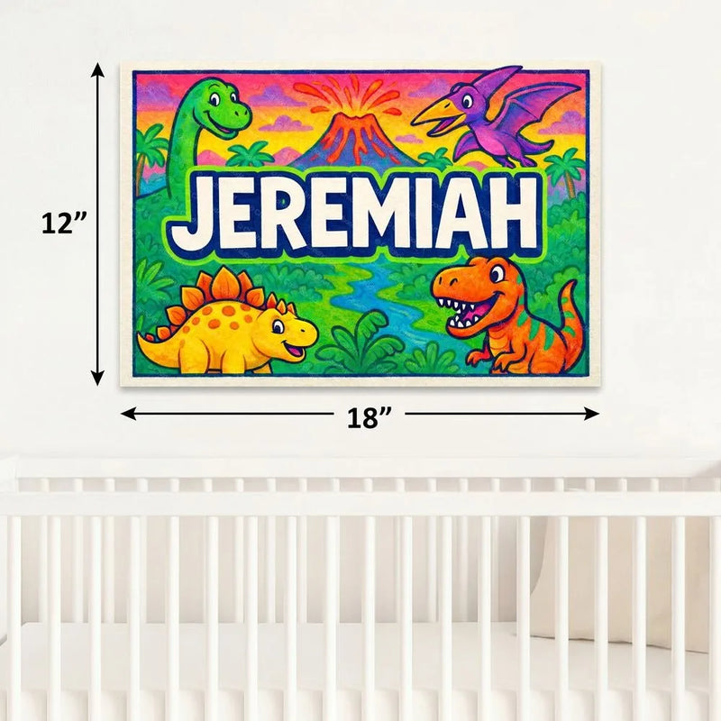 Jeremiah Name Art - Dinosaur Adventure personalized wall print for kids