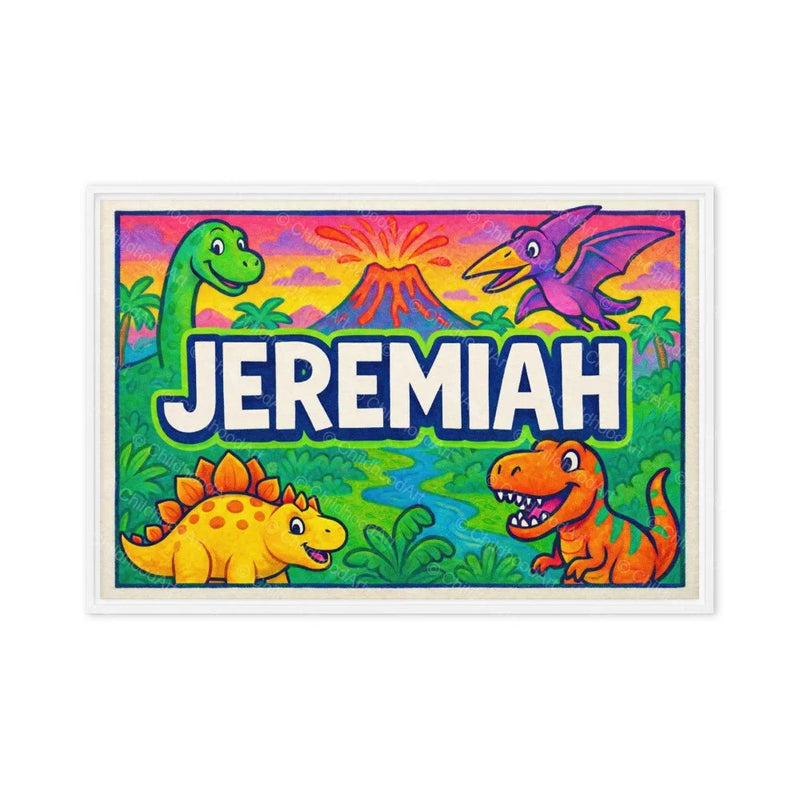 Jeremiah Name Art - Dinosaur Adventure personalized wall print for kids