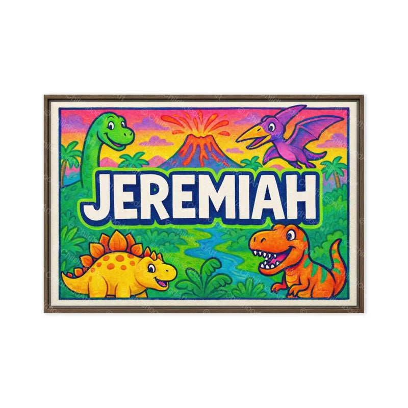 Jeremiah Name Art - Dinosaur Adventure personalized wall print for kids