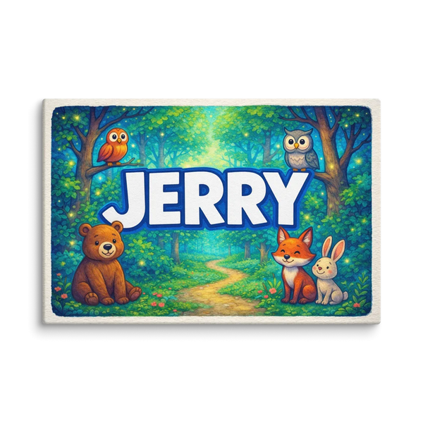 Jerry Name Art - Forest Friends Personalized Wall Art