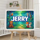 Jerry Name Art - Forest Friends personalized wall print for kids