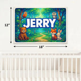 Jerry Name Art - Forest Friends personalized wall print for kids