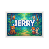 Jerry Name Art - Forest Friends personalized wall print for kids
