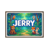 Jerry Name Art - Forest Friends personalized wall print for kids