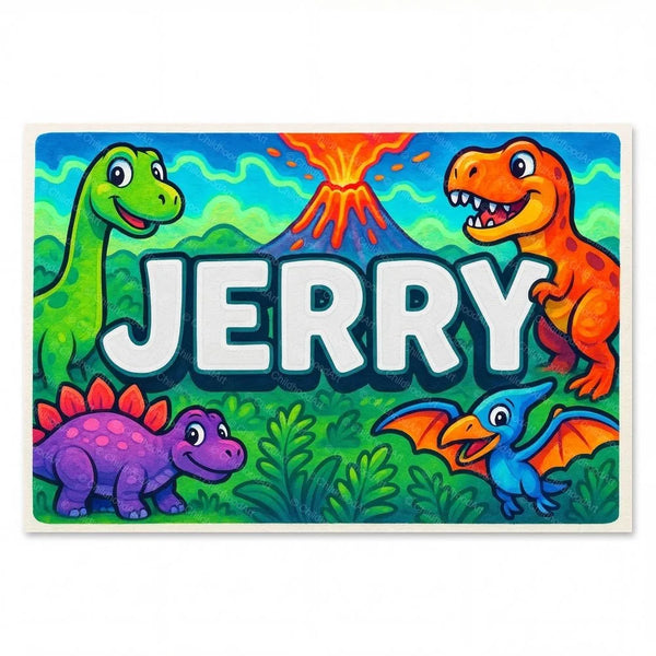 Jerry Name Art - Dinosaur Adventure Personalized Wall Art