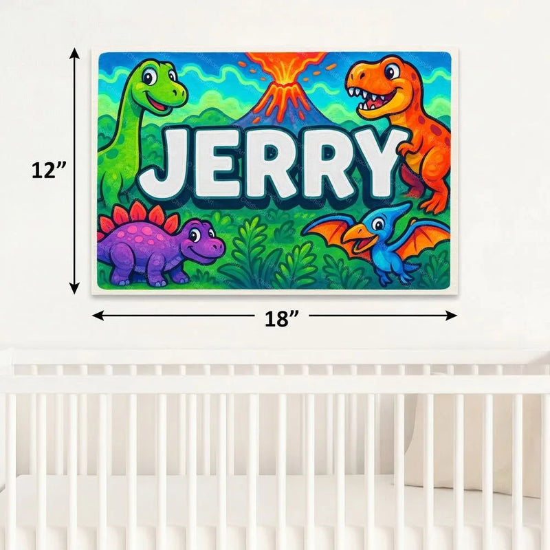 Jerry Name Art - Dinosaur Adventure personalized wall print for kids