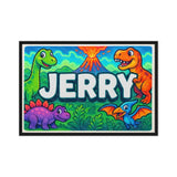 Jerry Name Art - Dinosaur Adventure personalized wall print for kids