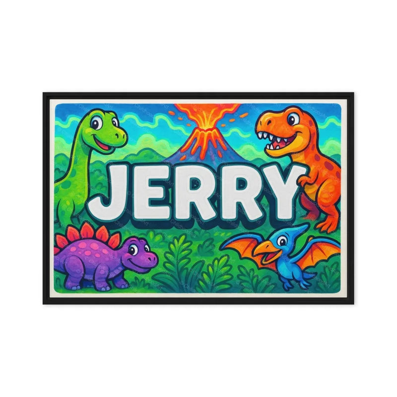 Jerry Name Art - Dinosaur Adventure personalized wall print for kids