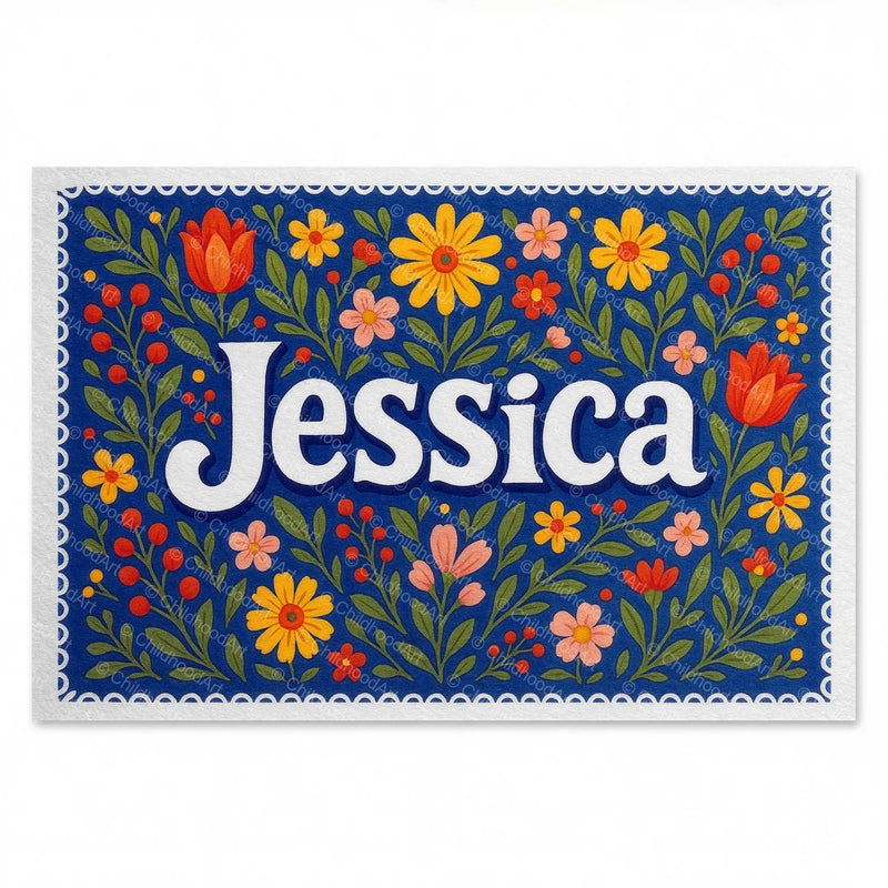 Calm personalized name art for Jessica
