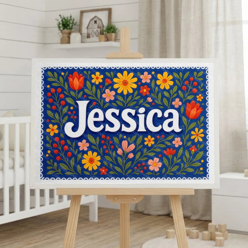 Calm personalized name art for Jessica