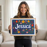Calm personalized name art for Jessica