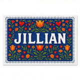 Jillian Name Art - Floral Farmhouse personalized wall print for kids