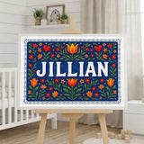 Jillian Name Art - Floral Farmhouse personalized wall print for kids
