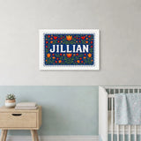 Jillian Name Art - Floral Farmhouse personalized wall print for kids