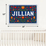Jillian Name Art - Floral Farmhouse personalized wall print for kids