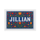 Jillian Name Art - Floral Farmhouse personalized wall print for kids
