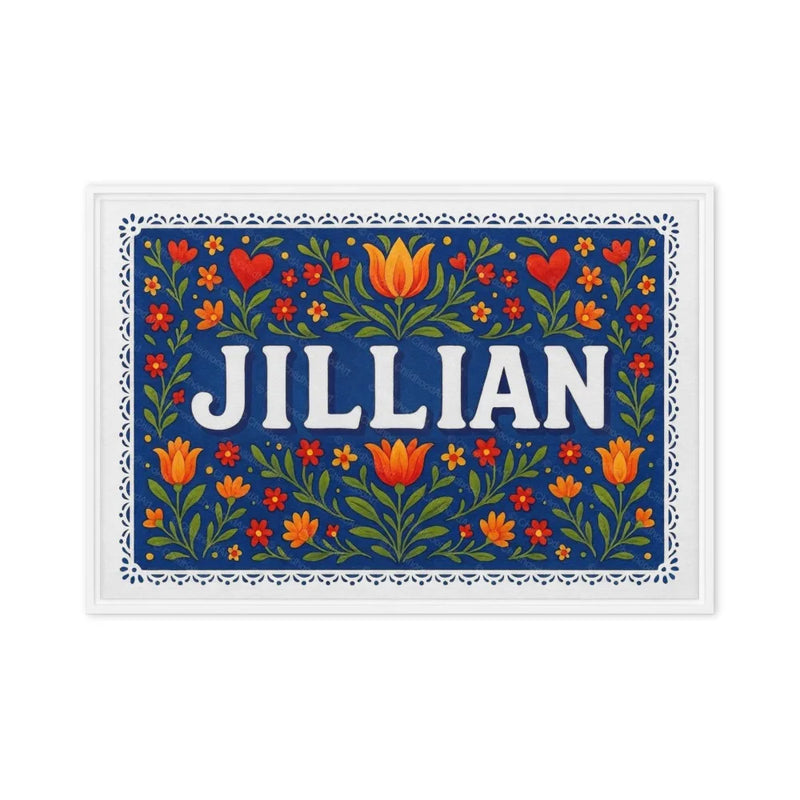 Jillian Name Art - Floral Farmhouse personalized wall print for kids