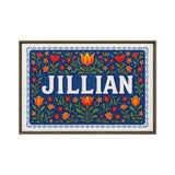 Jillian Name Art - Floral Farmhouse personalized wall print for kids