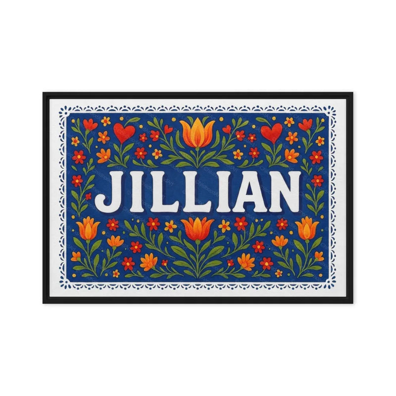 Jillian Name Art - Floral Farmhouse personalized wall print for kids