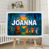 Joanna Name Art - Forest Friends personalized wall print for kids