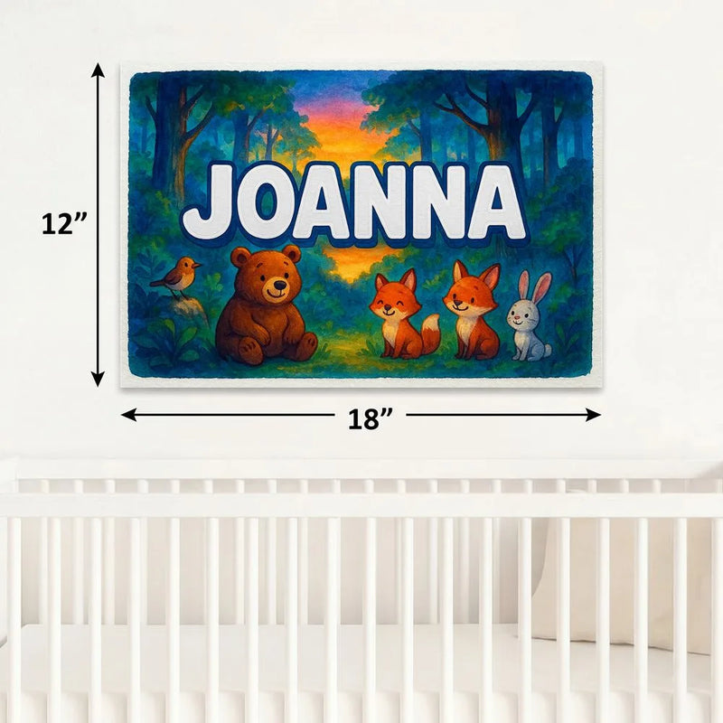 Joanna Name Art - Forest Friends personalized wall print for kids