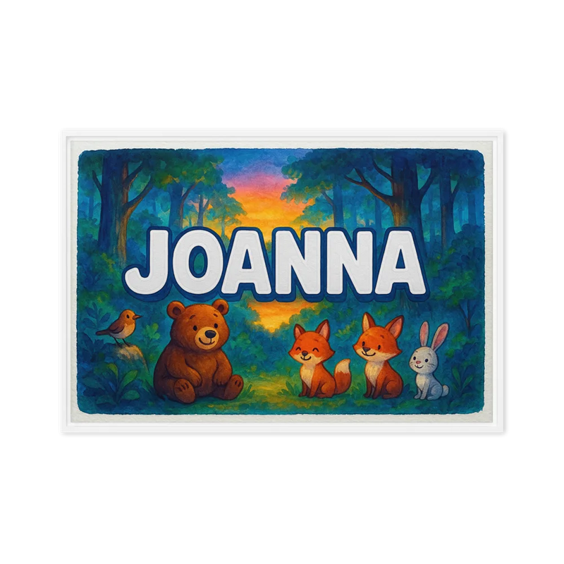 Joanna Name Art - Forest Friends personalized wall print for kids