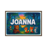 Joanna Name Art - Forest Friends personalized wall print for kids
