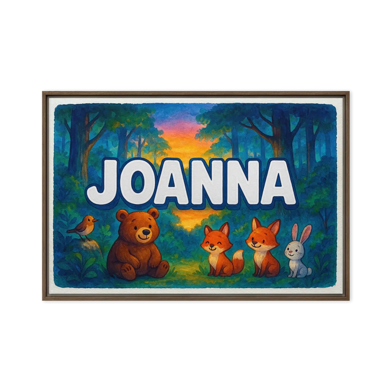 Joanna Name Art - Forest Friends personalized wall print for kids