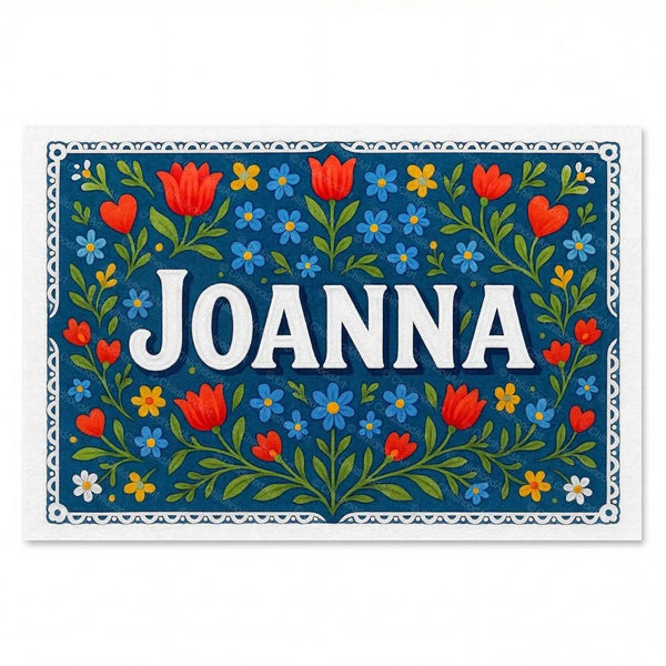 Personalized Joanna name art print in the Floral farmhouse style