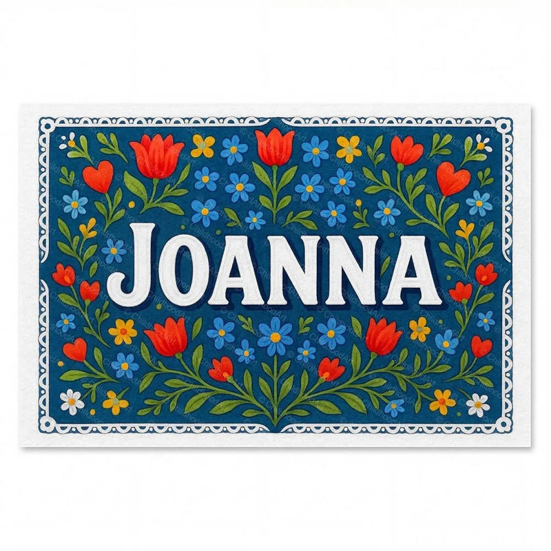 Joanna Name Art - Floral Farmhouse personalized wall print for kids