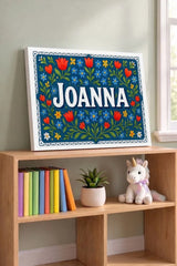 Joanna Name Art - Floral Farmhouse personalized wall print for kids