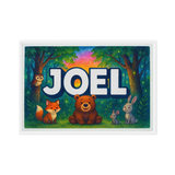 Joel Name Art - Forest Friends personalized wall print for kids