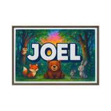 Joel Name Art - Forest Friends personalized wall print for kids