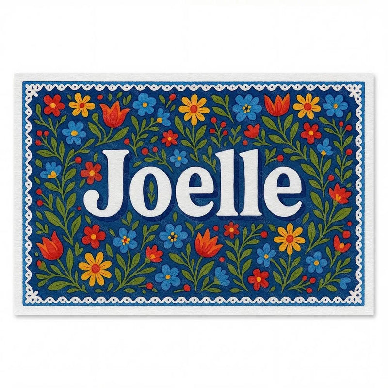 Joelle Name Art - Floral Farmhouse personalized wall print for kids
