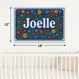 Joelle Name Art - Floral Farmhouse personalized wall print for kids