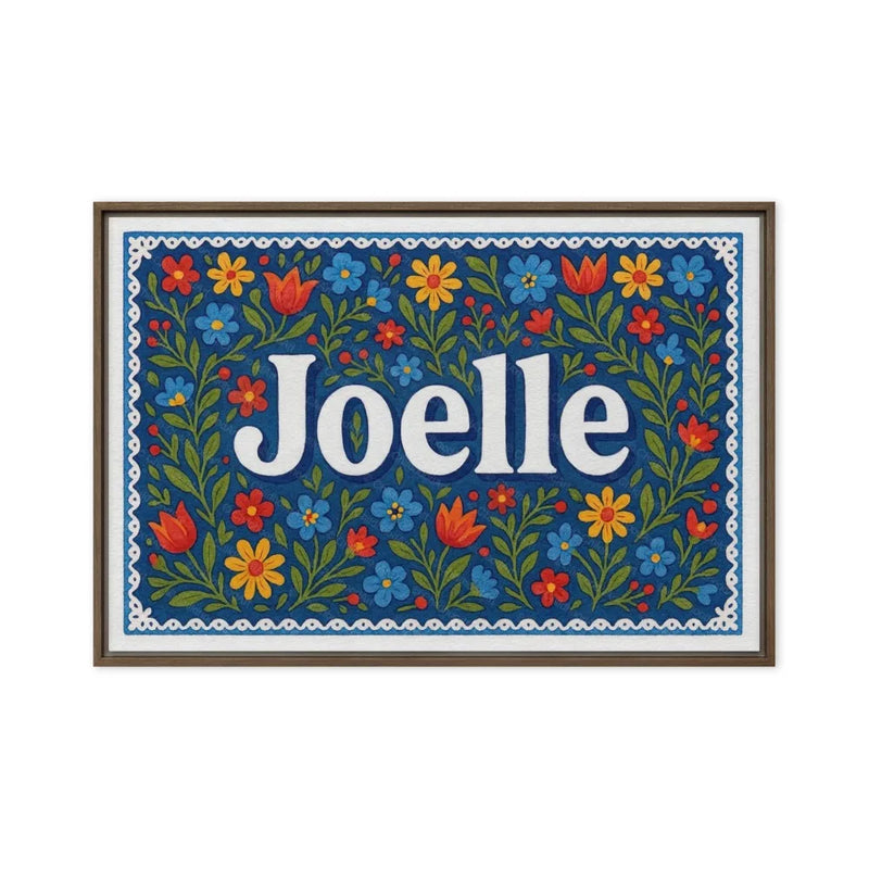 Joelle Name Art - Floral Farmhouse personalized wall print for kids