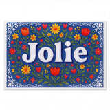 Jolie Name Art - Floral Farmhouse personalized wall print for kids