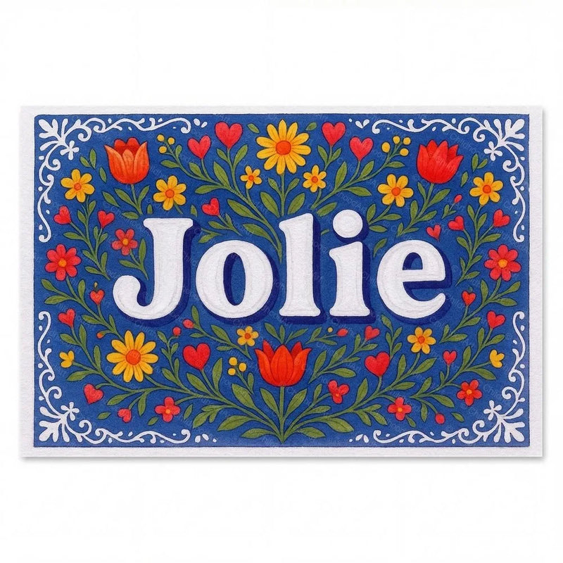 Jolie Name Art - Floral Farmhouse personalized wall print for kids
