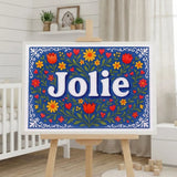 Jolie Name Art - Floral Farmhouse personalized wall print for kids