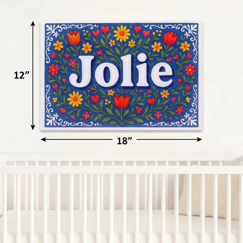 Jolie Name Art - Floral Farmhouse personalized wall print for kids