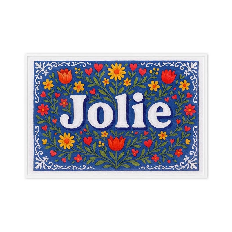 Jolie Name Art - Floral Farmhouse personalized wall print for kids